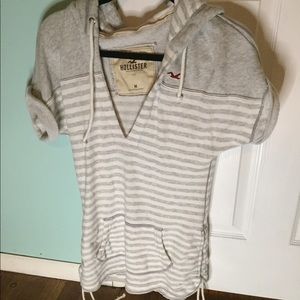 Hollister Grey and White Swim Coverup
